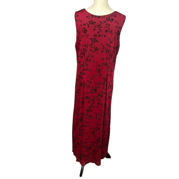 Y2K Dark Romance Maxi Dress California Concepts‎ Red Black Floral Burnout M - Picture 4 of 6